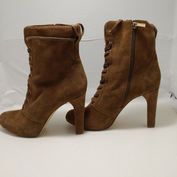 INC INTERNATIONAL CONCEPTS BISQUIT Brown zip w/LACEs  ANKLE BOOTS 9.5 US - Picture 2 of 5